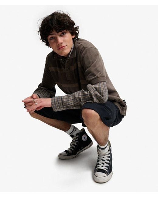 Superdry Gray Bench X & Co Bench Supersoft Logo Polo Shirt for men
