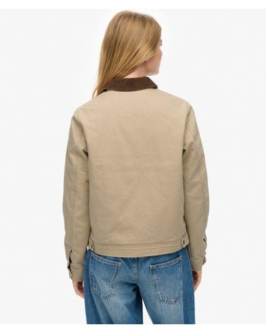 Femme Veste Ranch Matelassée À Col En Velours Taille Superdry en coloris Natural