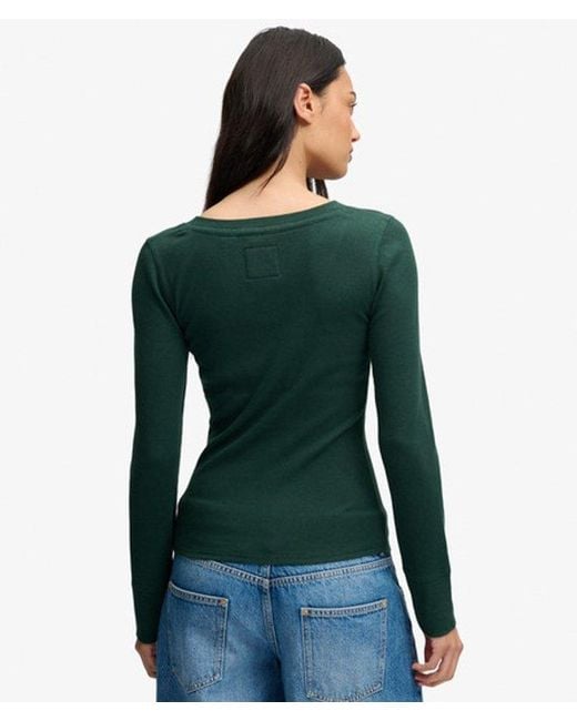 Superdry Athletic Button Down Longsleeve Top in het Green
