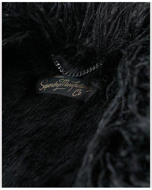 Superdry Black Faux Fur Lined Afghan Coat