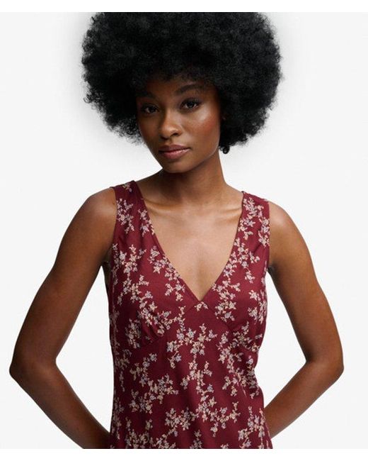 Superdry Red & Co Printed Sweetheart Maxi Dress