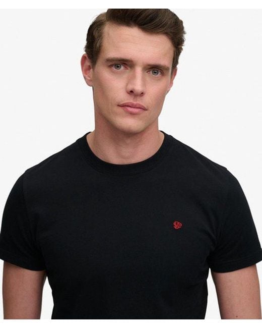 Superdry Black Sd & Co Logo Embroidered T-Shirt for men