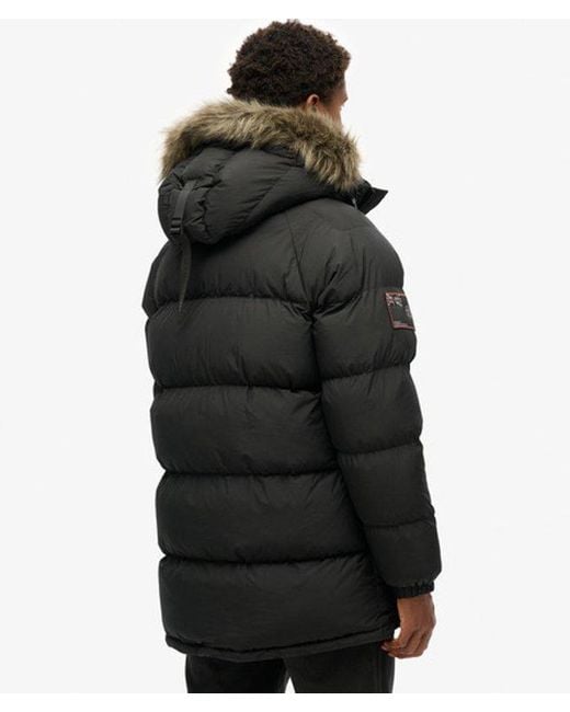 Superdry Black Everest Long Baffled Parka Jacket for men