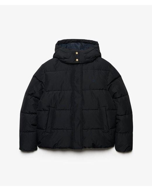 Superdry Black Premium Hooded Puffer Jacket