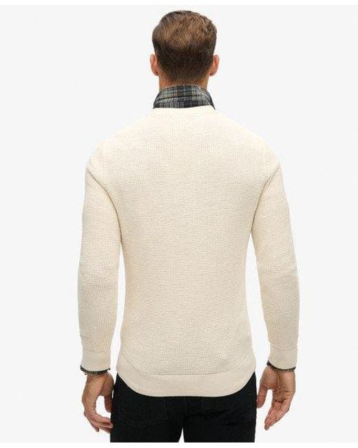 Superdry Natural Classic Knitted Textured Crew Jumper for men