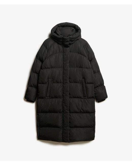 Superdry Black & Co Long Hooded Puffer Coat