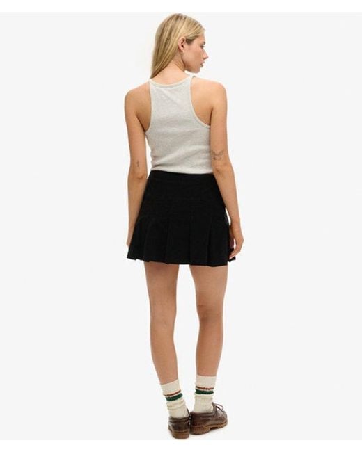 Superdry Black & Co Vintage Cord Pleated Mini Skirt