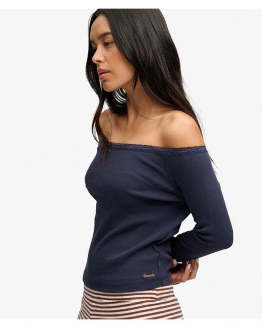 Superdry Blue & Co Athletic Essentials Lace Long Sleeve Top