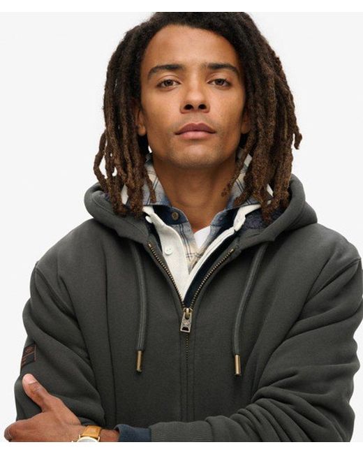 Superdry Black & Co Borg Lined Zip Hoodie for men