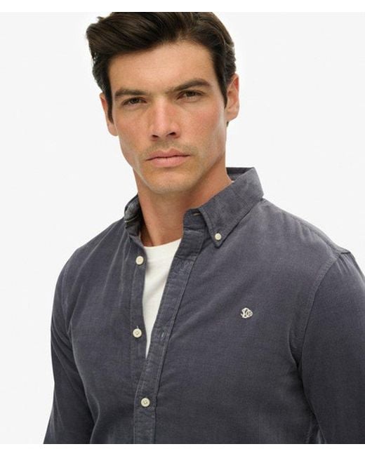 Superdry Classic Needle Cord Overhemd in het Blue voor heren