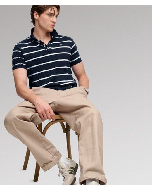 Superdry Blue & Co Vintage Stripe Jersey Polo Shirt for men