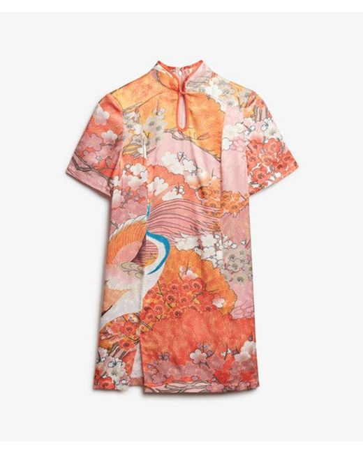 Superdry Red & Co Mandarin Jacquard Mini Dress
