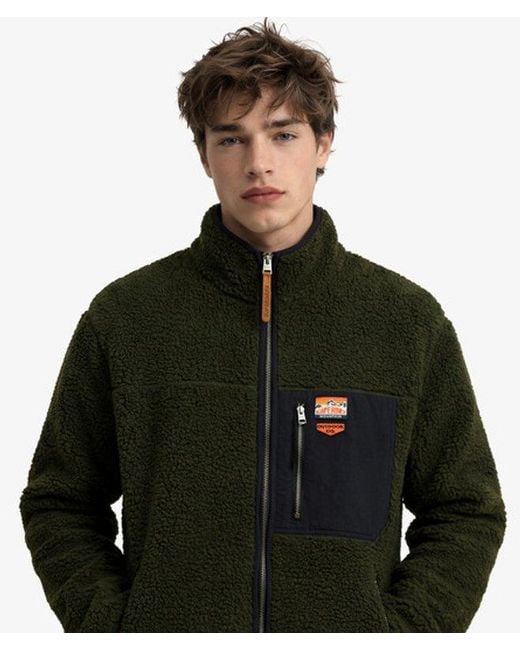 Superdry Black & Co Vintage Retro Borg Fleece Jacket for men