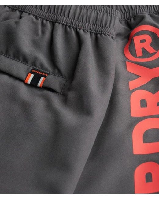 Superdry Brown Sport Graphic 17-inch Swim Shorts for men