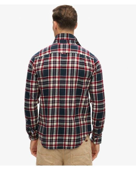 Superdry Gray Classic Organic Cotton Lumberjack Check Shirt for men