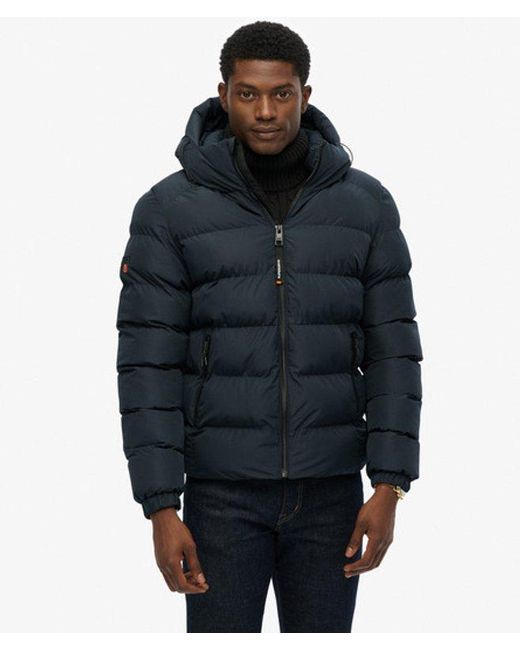 Superdry Blue & Co Hooded Sports Puffer Jacket for men