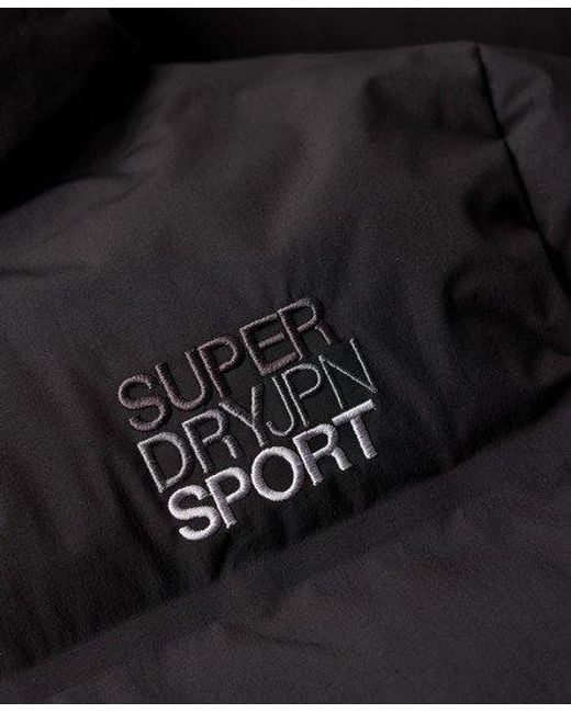 Superdry Black Hooded Longline Padded Jacket for men