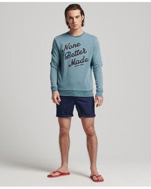 Superdry Blue Vintage Script Style Crew Sweatshirt Bleach Wash for men