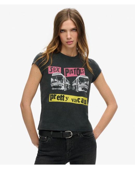 Superdry Gray Sex Pistols Limited Edition Cap Sleeve T-shirt