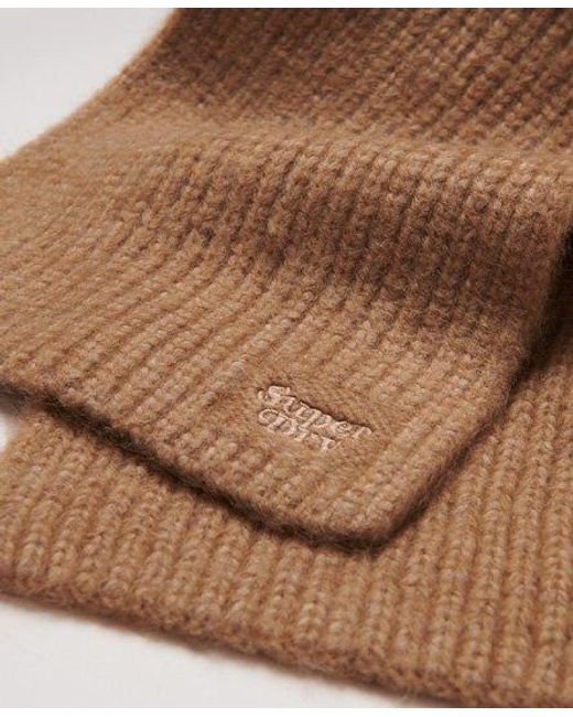 Superdry Brown Ribbed Knit Scarf