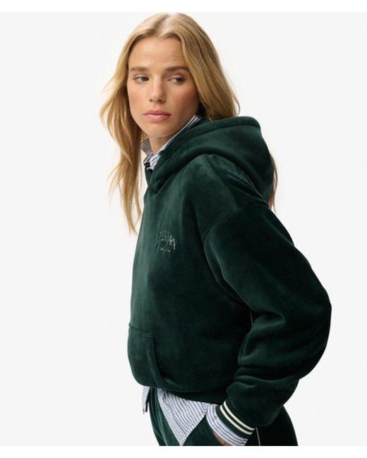 Superdry Green & Co Country Club Velour Relaxed Hoodie