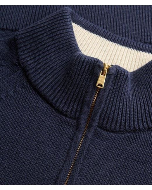 Superdry Blue Classic Cotton Knit Half Zip Jumper