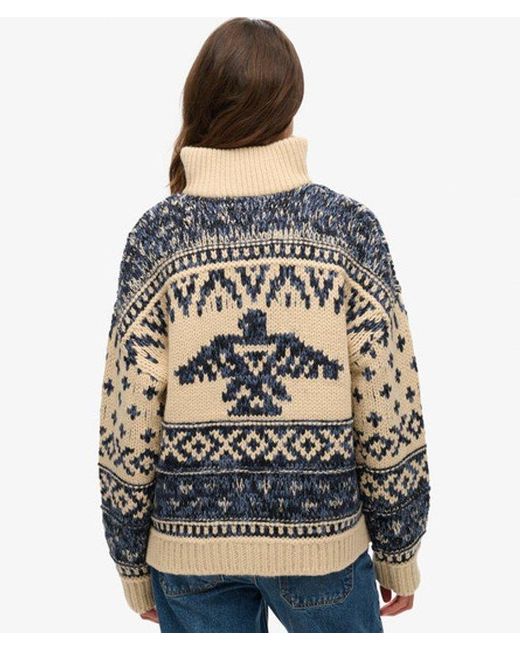 Superdry Green Ski Lodge Zip Neck Jumper