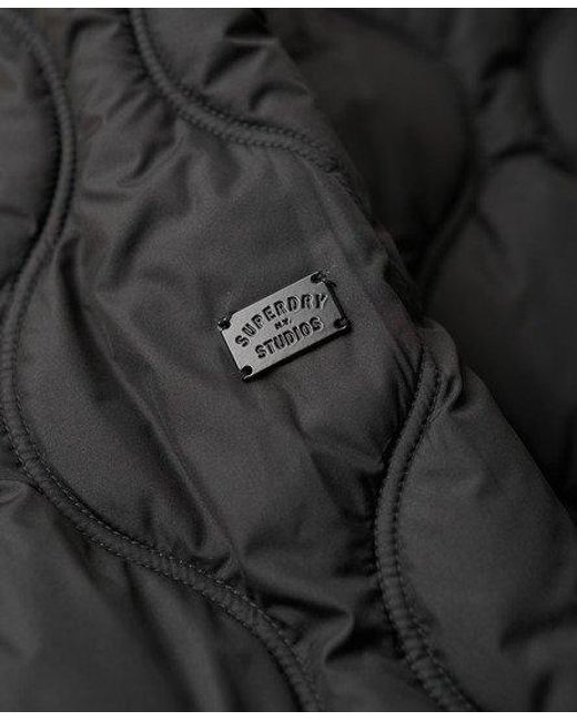 Superdry Black Ladies Lightweight Quilted Studios Cropped Liner Jacket