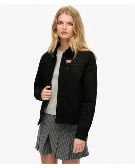 Superdry Black & Co Cord Collar Quilt Ranch Jacket