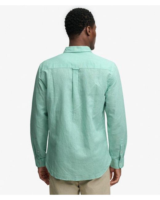Superdry Green & Co Cotton Linen Long Sleeve Shirt for men