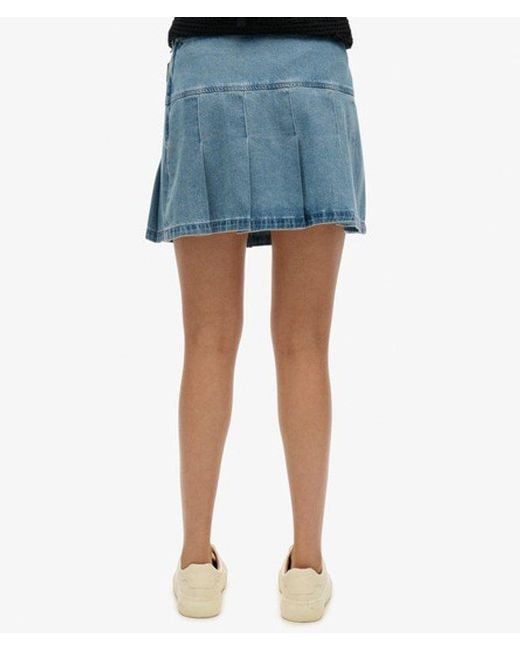 Superdry Blue & Co Pleated Patched Mini Skirt