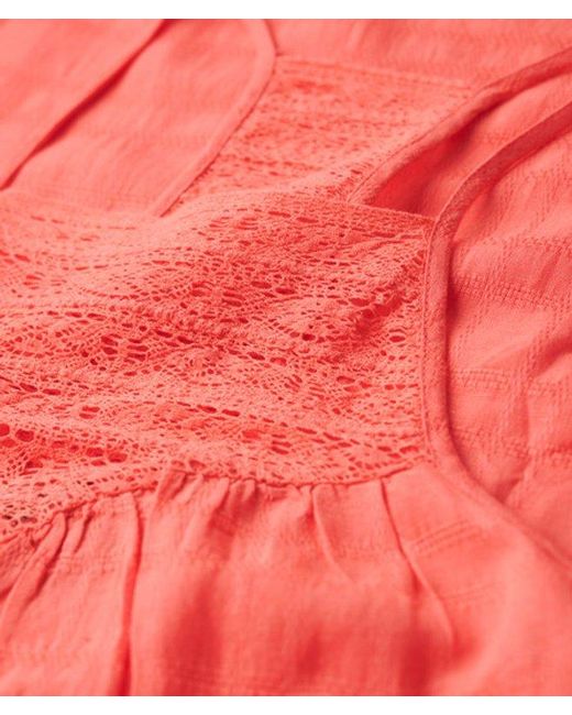 Superdry Red & Co Lace Halter Maxi Beach Dress
