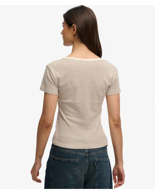 Superdry Gray & Co Athletic Essentials Striped Short Sleeve Top