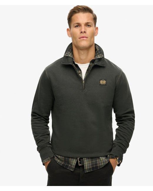 Superdry Green & Co Contrast Stitch Half Zip Sweatshirt for men