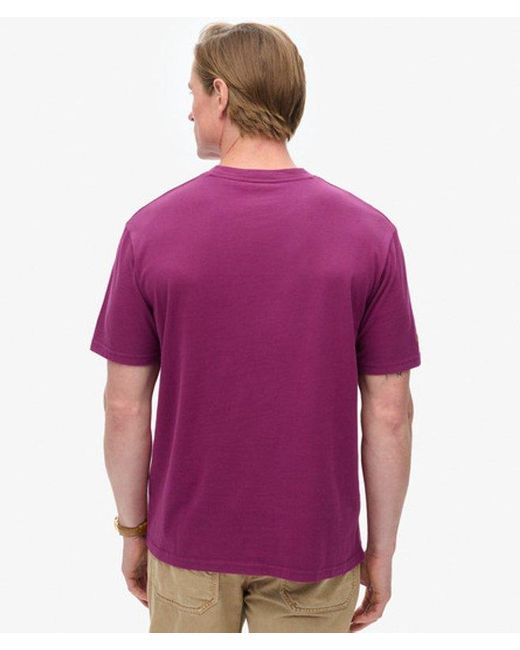 Superdry Purple Travel Postcard Chest Print T-shirt for men