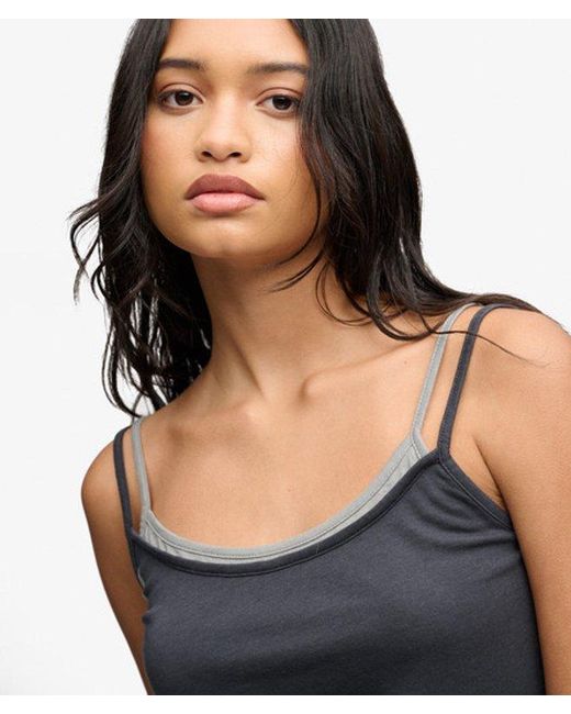 Superdry Black Bench X & Co Bench Fitted Cami Layer Vest