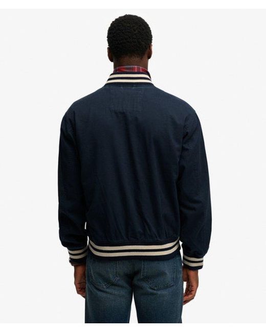 Superdry Blue Twill Varsity Bomber Jacket for men