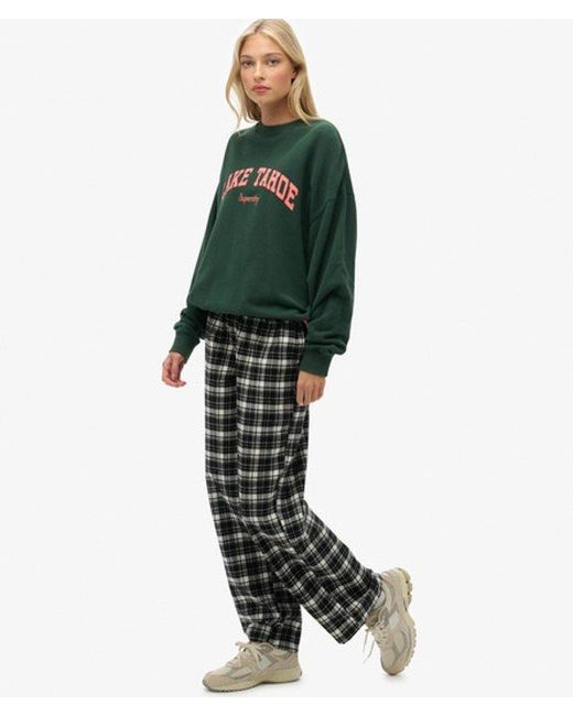 Superdry Green & Co Cotton Check Elastic Trousers