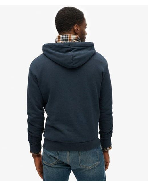 Superdry Blue & Co Workwear Flock Chest Graphic Hoodie for men