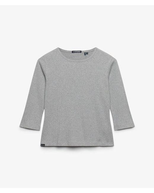 Superdry Gray & Co Athletic Essentials Pointelle Half Sleeve Top