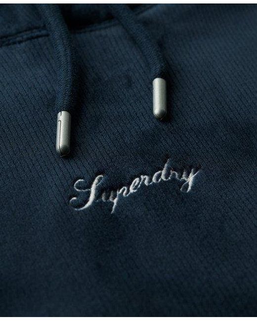 Superdry Blue Country Club Velour Loose Hoodie