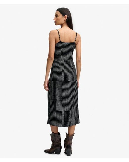 Superdry Print Button Down Cami Midi-jurk in het Black