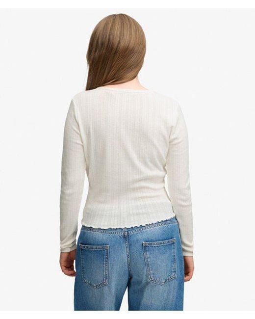 Superdry Blue & Co Athletic Essential Pointelle Cardigan