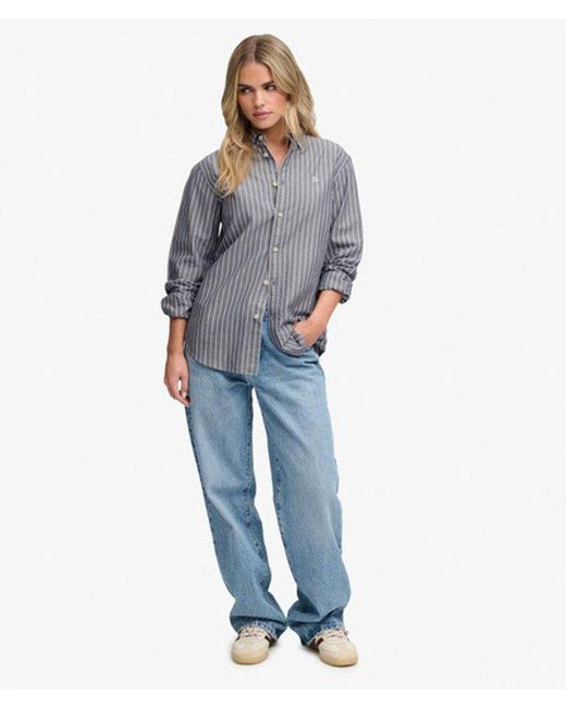 Superdry Gray & Co Slim Oxford Button Down Long Sleeve Shirt