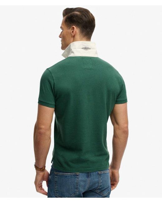 Superdry Green Vintage Pique Rugby Polo Shirt for men