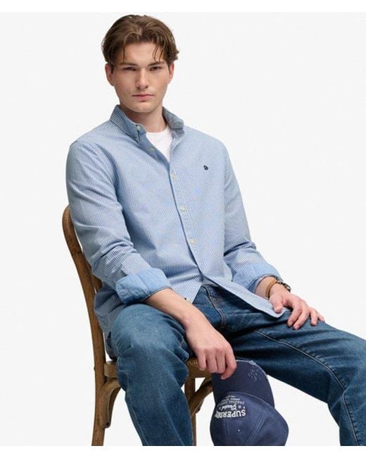 Superdry Blue & Co Preppy Oxford Long Sleeve Shirt for men