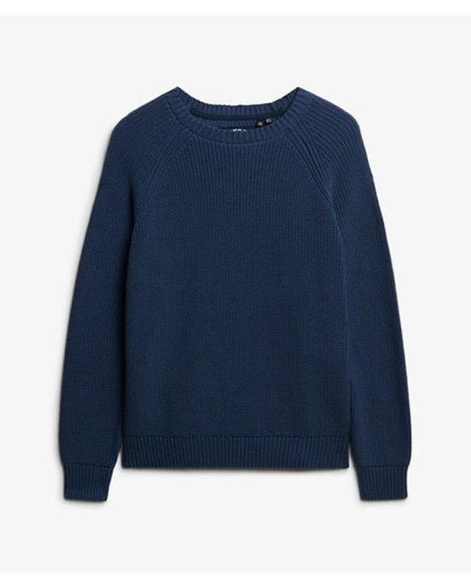 Superdry Ribgebreide Trui Met Relaxte Pasvorm in het Blue