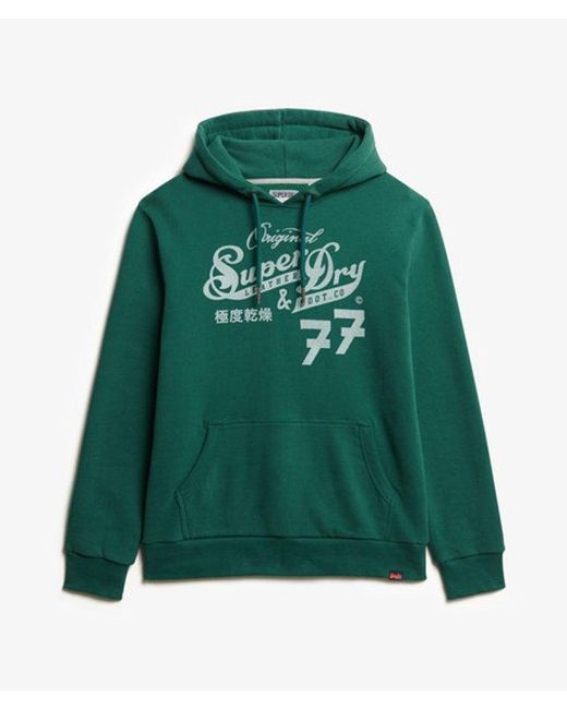 Superdry Green & Co Leather & Boot Co Script Hoodie for men