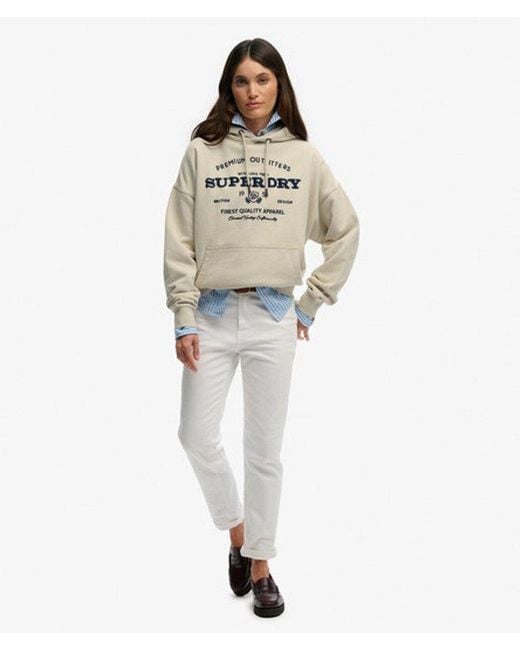 Superdry Gray & Co Luxe Casual Embroidered Relaxed Hoodie
