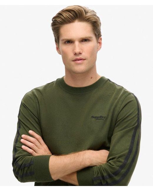 Superdry Green Essential Logo Retro Long Sleeve Top for men